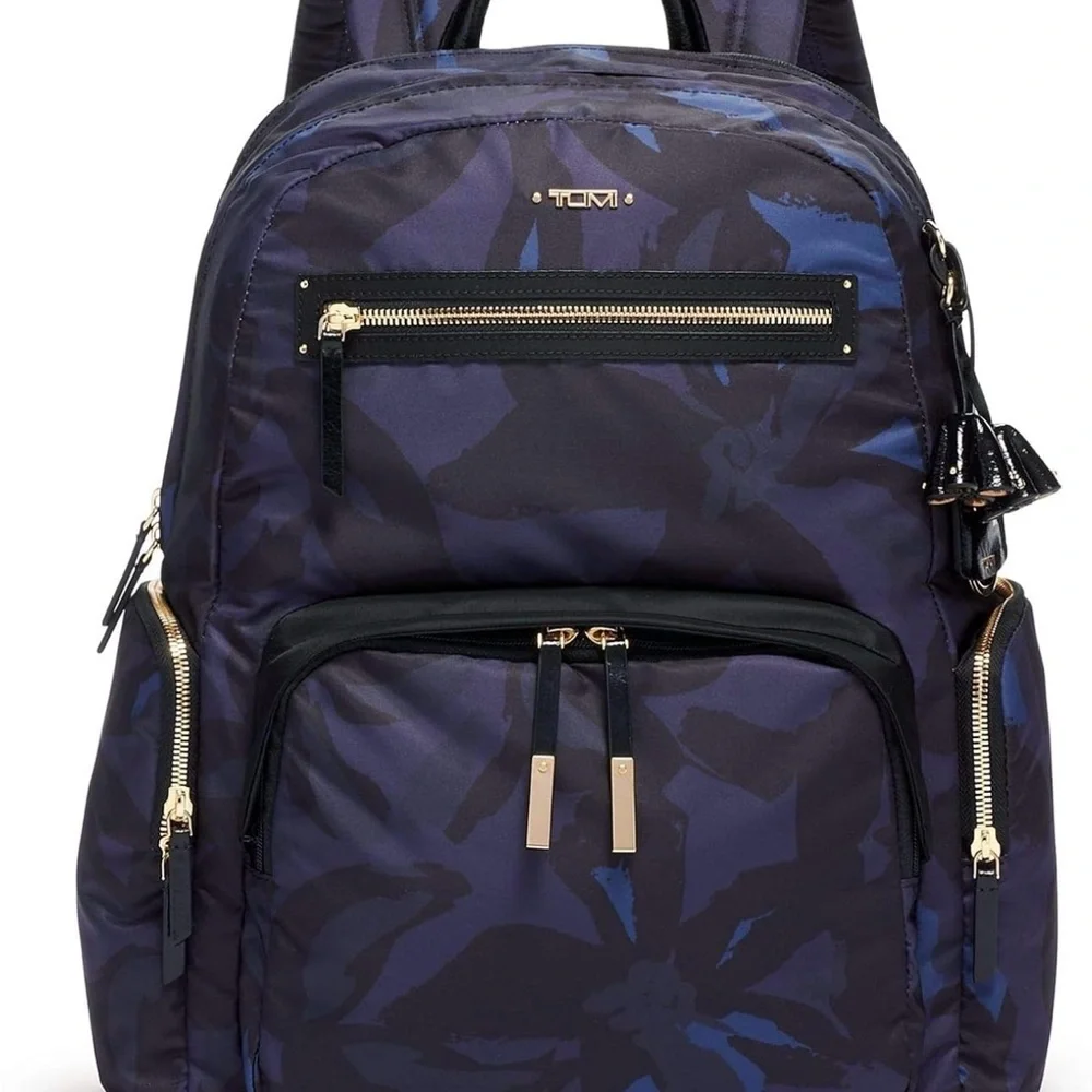 Tumi Navy and Black Floral Print Backpack